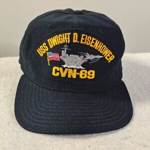 VINTAGE Dwight D Eisenhower CVN-69 Hat Cap Snap Back Navy Ship Wool New Era Mens